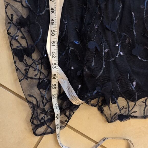 NWT Dessy Collection 3D Sequin Embroidery Dress Midnight Navy Blue Size 14 - Picture 8 of 15